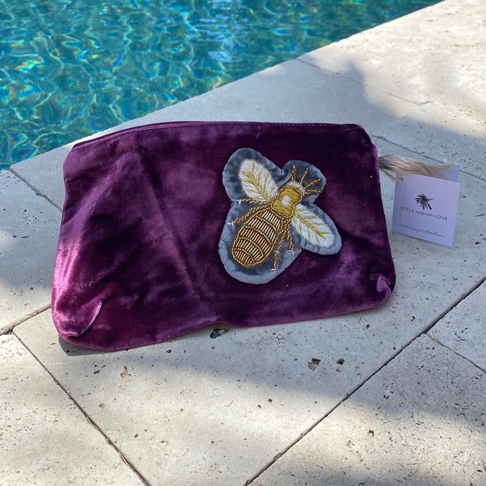 Burgundy Velvet Honey Bee Pouch